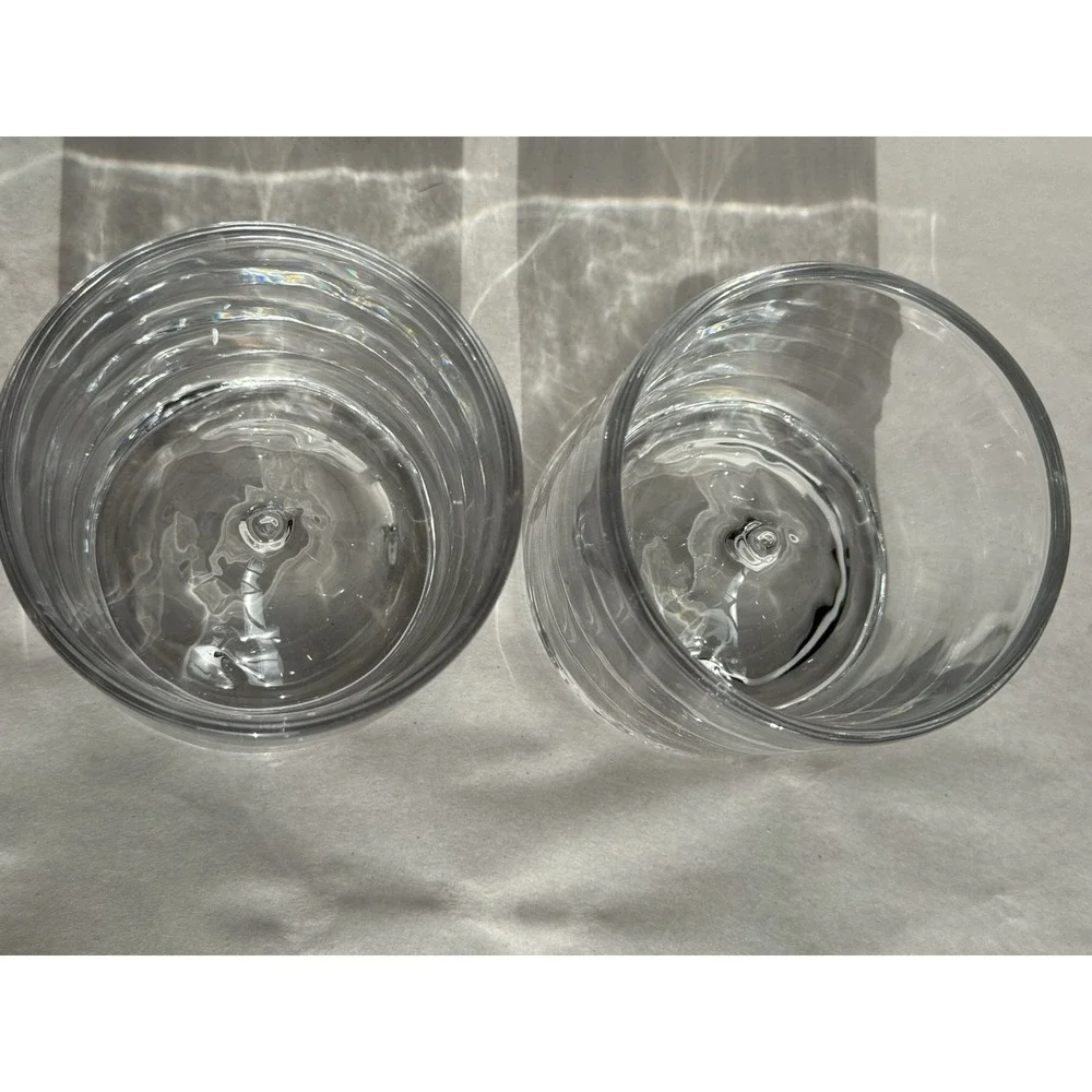 Liiton Mt Fuji Set Of 2 Whiskey Rocks  Glasses Crystal EUC Etched Mountain